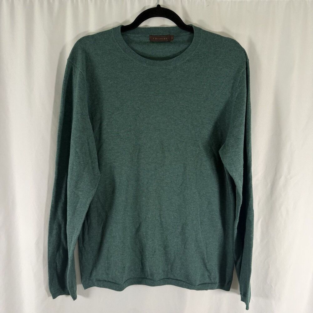 J Hilburn Cashmere Blend Sweater Men's Medium Green Knit Crewneck Long Sleeve